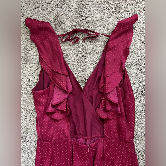 Parker Boudoir Culotte Jumpsuit Ruffles Wide Leg Dots Cranberry Red Size Medium - Picture 7 of 9